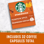 Starbucks by Nespresso Vertuo, Pumpkin Spice, 32-count Coffee Pods, Brews 7.8 oz.