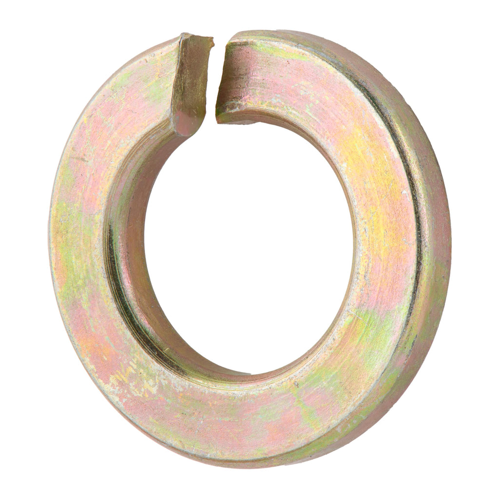 7/16" (100 Pack) Grade 8 Lock Washer, Split, Thru-Hardened, Yellow Zinc by Makers Bolt