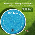 POOLPURE Pool Cleaner, 5000mAh Battery, 100 Minutes Runtime, 1000 Sq Ft Coverage, Automatic Cleaner (Yellow Gray)