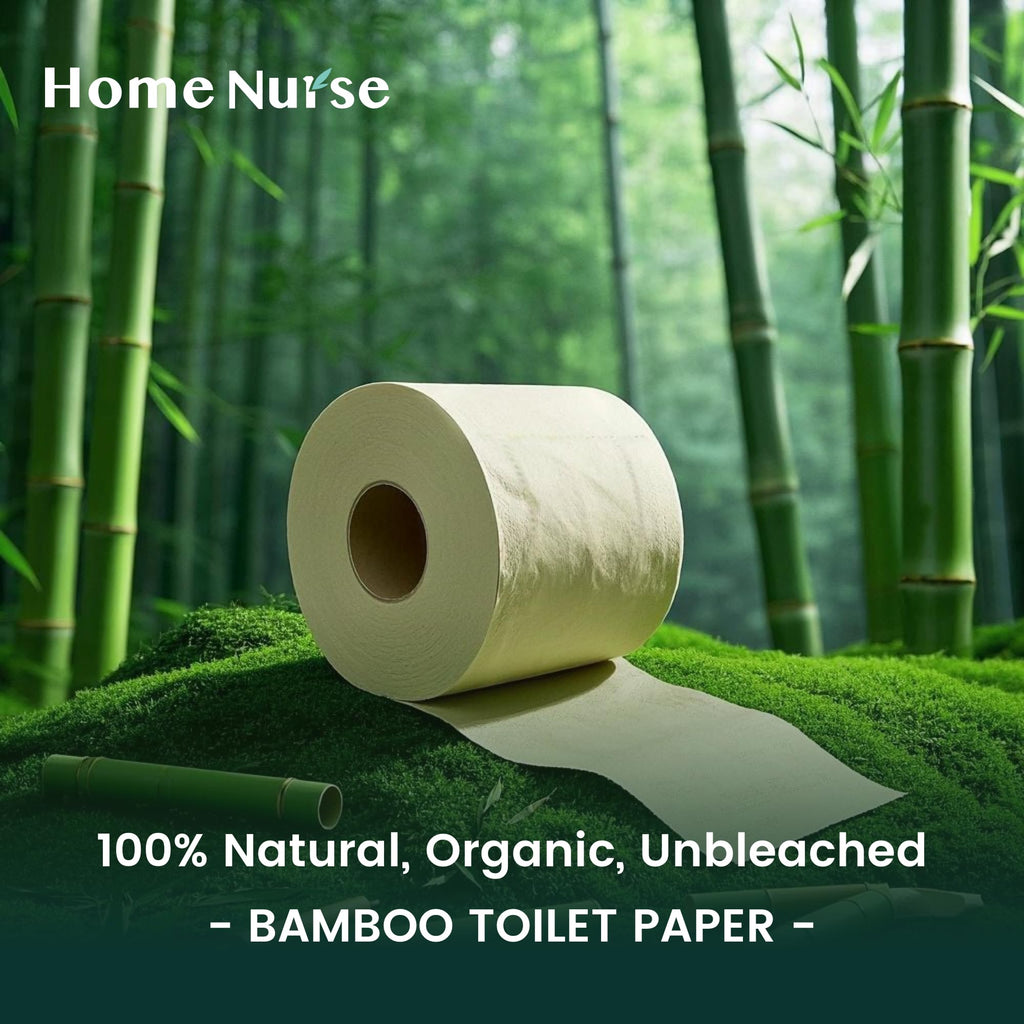Home Nurse 4-Ply Bamboo Toilet Paper 24 Rolls, Unbleached Septic Safe Toilet Paper, No Lint Strong Absorbent, Chemical Free Eco Friendly Tree Free Bulk Toilet Paper
