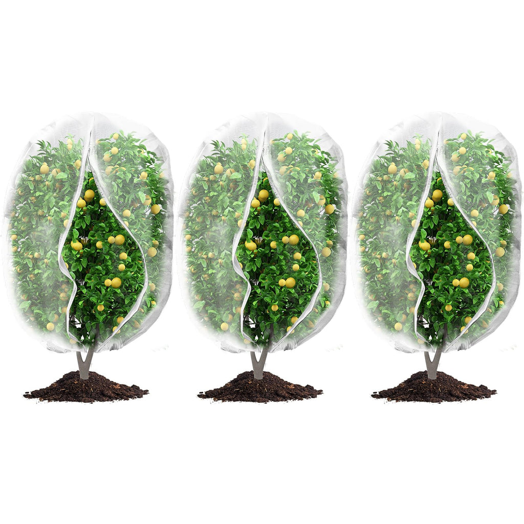 3Pcs Plant Covers from Insects, Bird Netting Barrier for Blueberry Bushes with Drawstring Zipper Mesh Garden Netting Fruit Tree Bags Plants Net Cage for Protect Tomato Vegetable Citrus, 3.3×5Ft