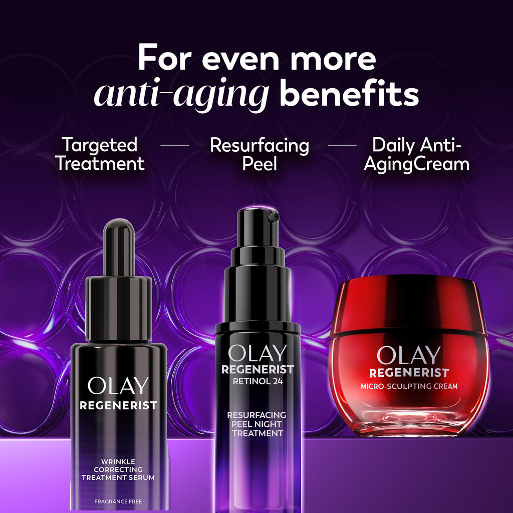 Olay Regenerist Resurfacing Retinol Serum, Renew, Anti-Wrinkle Serum for Women, Anti-Aging Skin Care, Advanced Night Repair, Fragrance-Free, Hexa-Repair Peptide & Pro-Retinol, 1.0oz