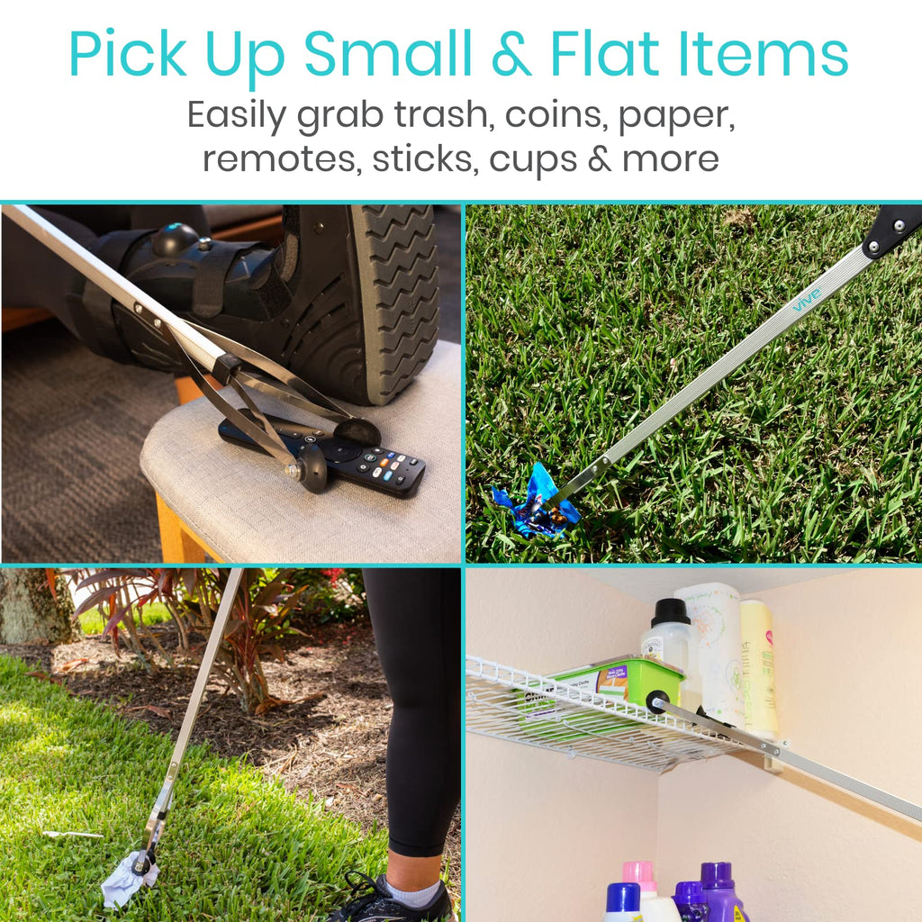 Vive Suction Cup Grabber Reacher 32" (2 Pack) - Elderly Grab It Reaching Pickup Tool Heavy Duty for Seniors - Trash, Sticks, Litter Picker Upper - Extra Long Reach Handle & Handy Extension Arm Claw
