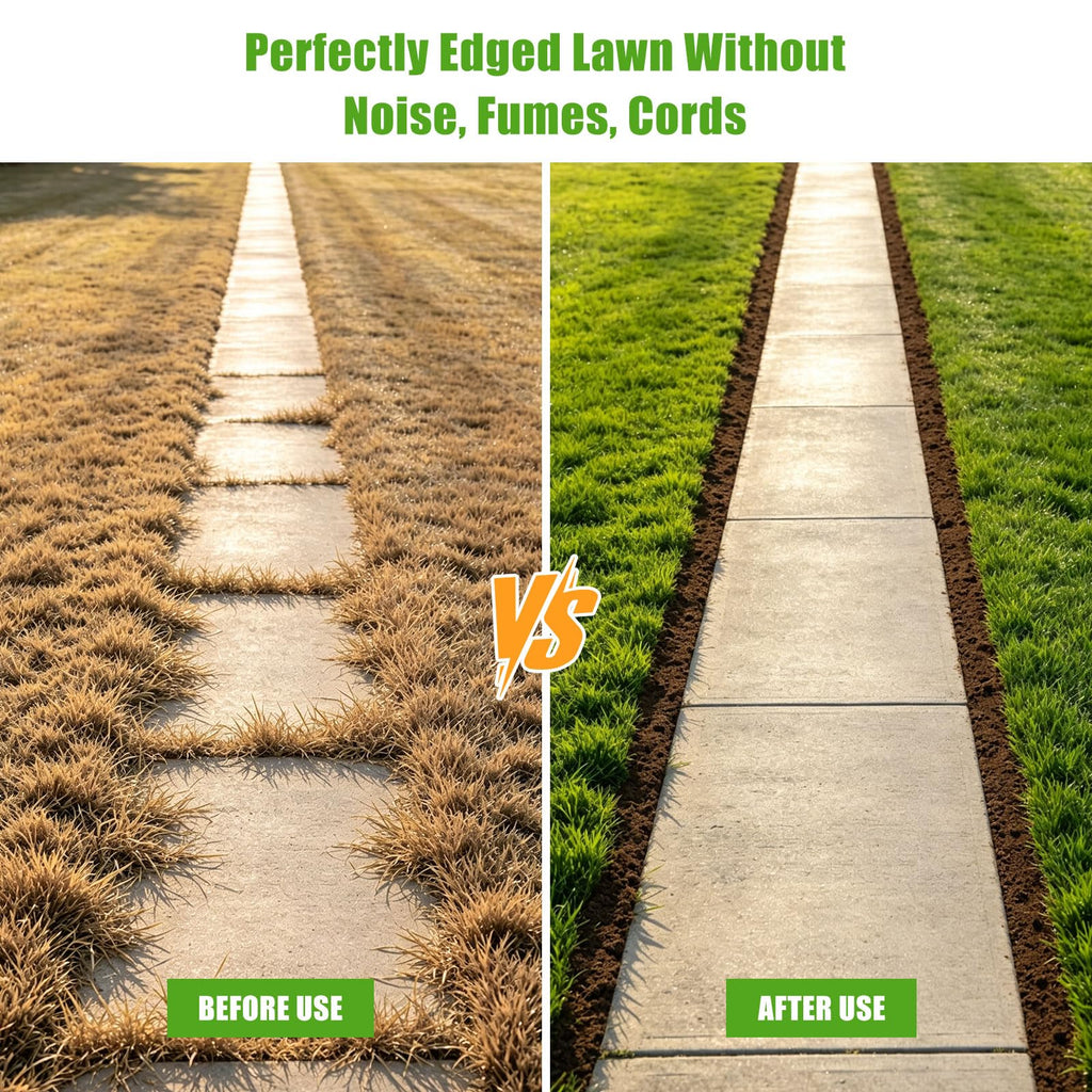 Lilyvane Heavy-Duty Manual Grass Edger 41 Inch – Half Moon Lawn Edger Tool with Wide Footplate, Steel Border Edger for Landscaping, Garden Edging, Trench Digging & Irrigation Cable Burying