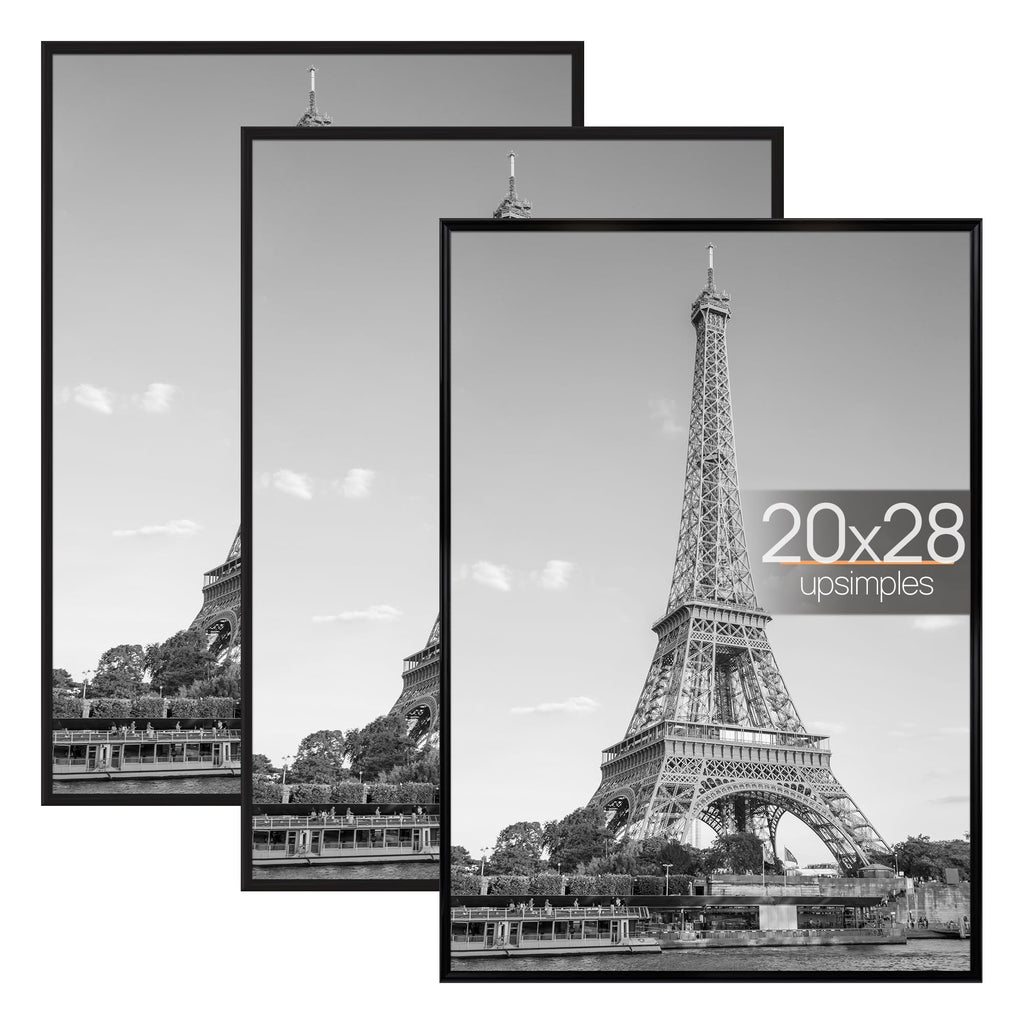 upsimples 20x28 Poster Frame, Easy Slide-In Assembly, Black, 3 Pack