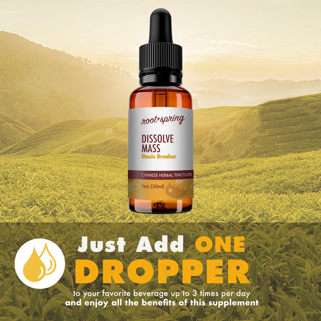 root + spring Dissolve Mass - Stasis Breaker - Herbal Tincture (Liquid Extract) Concentrate Formula with Dropper, Natural TCM Herb Blend Supplement 1 oz (Pack of 4)