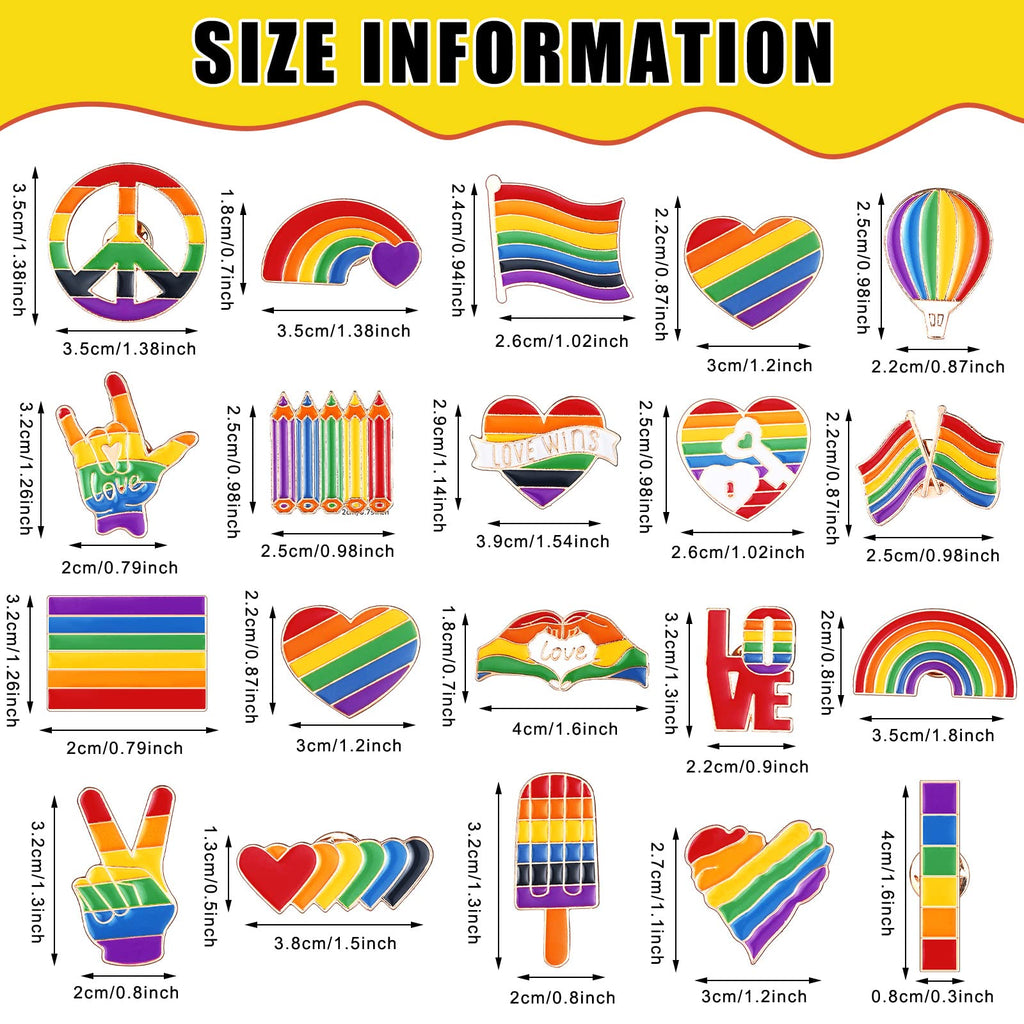 Giegxin 40 Pcs Rainbow Pride Heart Enamel Pins Bulk LGBT Brooches