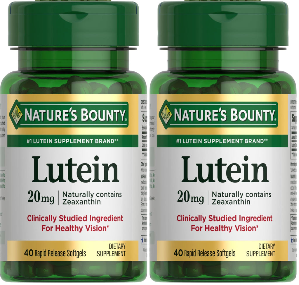 Nature's Bounty Lutein Pills, Eye Health Supplements and Vitamins, Support Vision Health, 20 mg, 40 Softgels (Pack of 2)