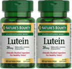 Nature's Bounty Lutein Pills, Eye Health Supplements and Vitamins, Support Vision Health, 20 mg, 40 Softgels (Pack of 2)