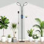 Dual Head Grow Light for Indoor Plants, Full Spectrum Floor Standing Plant Light, Remote Control & 4/8/12/18H Timer, 3 Modes 10 Dimmable Levels, Stable Base for Tall Plants Succulents Herbs, Black