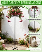 Metal Dragon Fruit Trellis 62" - Adjustable Heavy Duty Metal Plant Support with Square Top Design for Climbing Plants and Vertical Gardening, Powder-Coated Black for Garden, Patio, Indoor Use