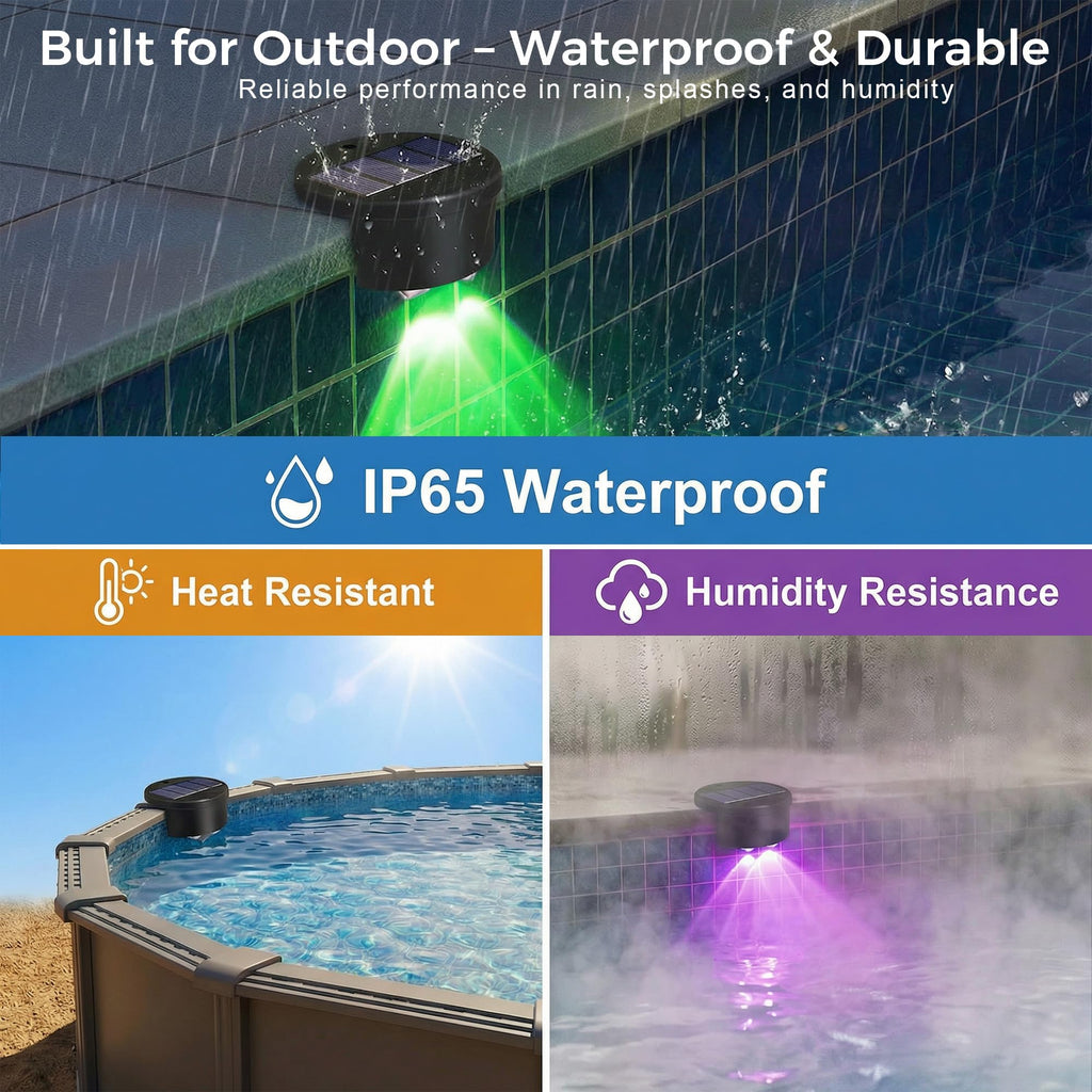 LAFULIT Solar Pool Side Lights, 8 Pack Solar Pool Wall Lights for Above Ground & Inground Pools, 5 Colors & Dynamic Modes, Auto On at Night, IP65 Waterproof, LED Pool Edge Lights for Party Deck Fence