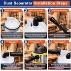 Cikawit Dust Separator - High-Efficiency Cyclone Dust Separator, Dust Separator for Standard 5 Gallon Buckets, Wet & Dry Debris, Includes 90° Elbows & 2-1/2” Hose