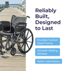 Drive Medical Cruiser III Lightweight Wheelchair - Enhanced Mobility Support - Adjustable Seat & Arm Options - Durable Carbon Steel Construction - Smooth-Rolling Mag Wheels - 20 Inch Seat