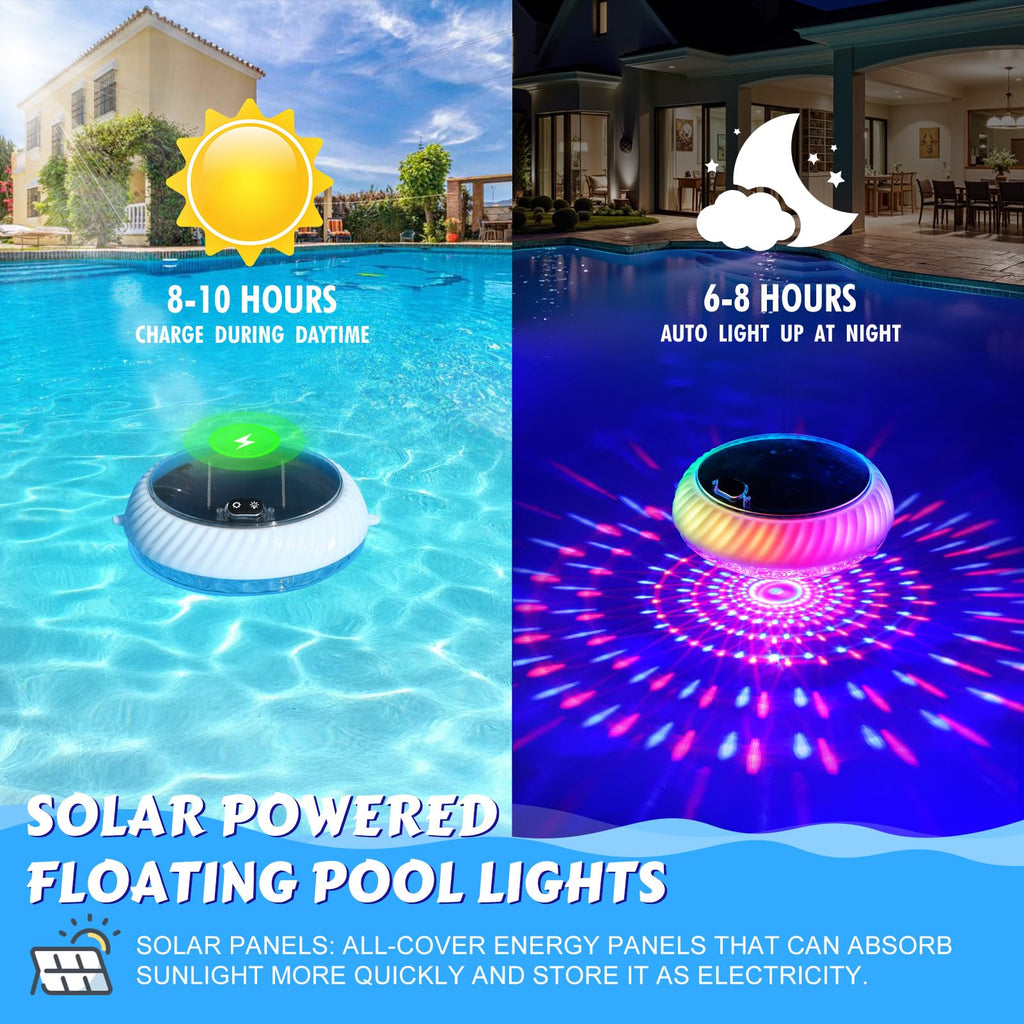 Goallim Floating Pool Lights Solar Powered, 7.6 Inch RGB Upper& Lower ...