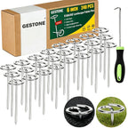 GESTONE 240 PCS Landscape Fabric Staples Stakes, Larger Circle Top Pin 4MM