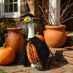 Covvoliy Old Lady Porch Goose Outfits Grandma Goose Clothes Glasses Curly Wig Floral Print Dress Cardign and Pearl Necklace,23'' Geese Statue Outdoor Patio Yard Lawn Decoration (Black)