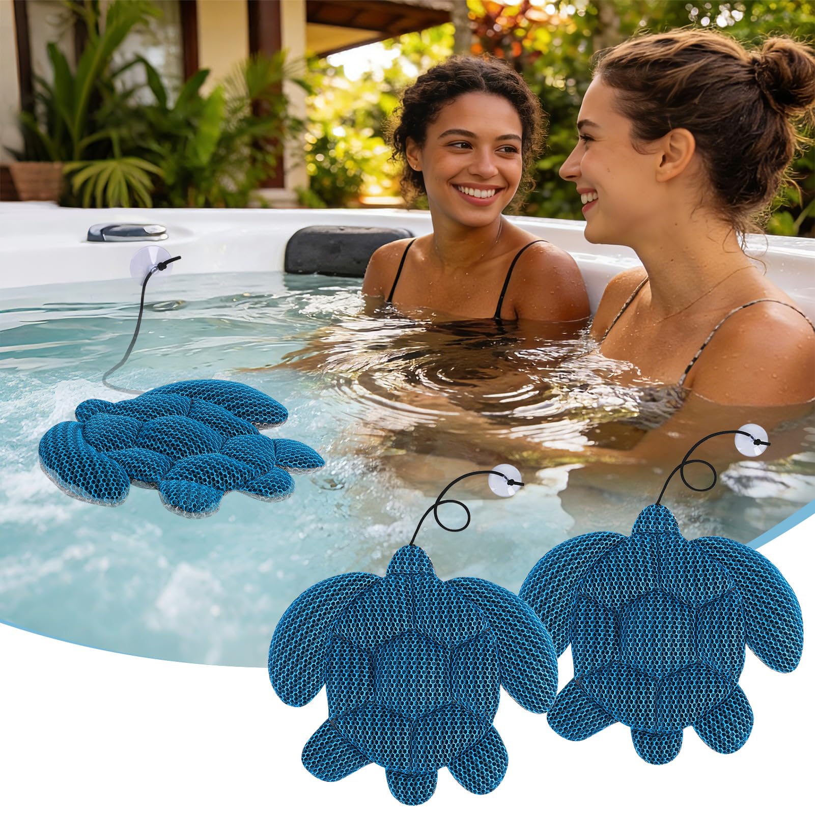 Ksheat Hot Tub Scum Absorber, Turtle Hot Tub Skimmer 2 PCS, Reusable & Washable Scum Sponge for Hot Tubs to Soak Up Oils, Floating Spa Scum Absorber to Keep Water Clean & Clear for Pool, Bathtub