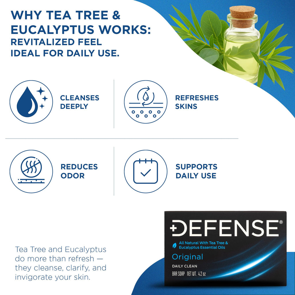 Defense Soap 5pk All Natural Tea Tree Bar Soap for Men | Made by Wrestlers with Tea Tree Oil & Eucalyptus Oil to Promote Healthy Skin