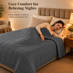 L'AGRATY Weighted Blanket for Adults 15lbs, 48"x72", Dark Grey Twin Full Size Heavy Throw Blanket, Cooling, Breathable, Microfiber with Glass Beads, Big, Washable, All-Season