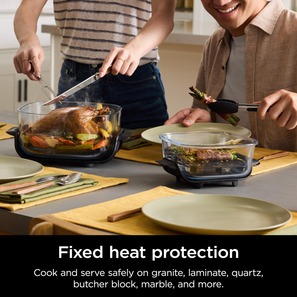 Ninja Crispi Air Fryer, Microwave, Freezer & Dishwasher Safe, Non Toxic Glass Portable Cooking System, 4 QT & 6 Cup Glass Containers with Storage Lids, Easy Meals, Air Fry, Bake, Grey (Renewed)