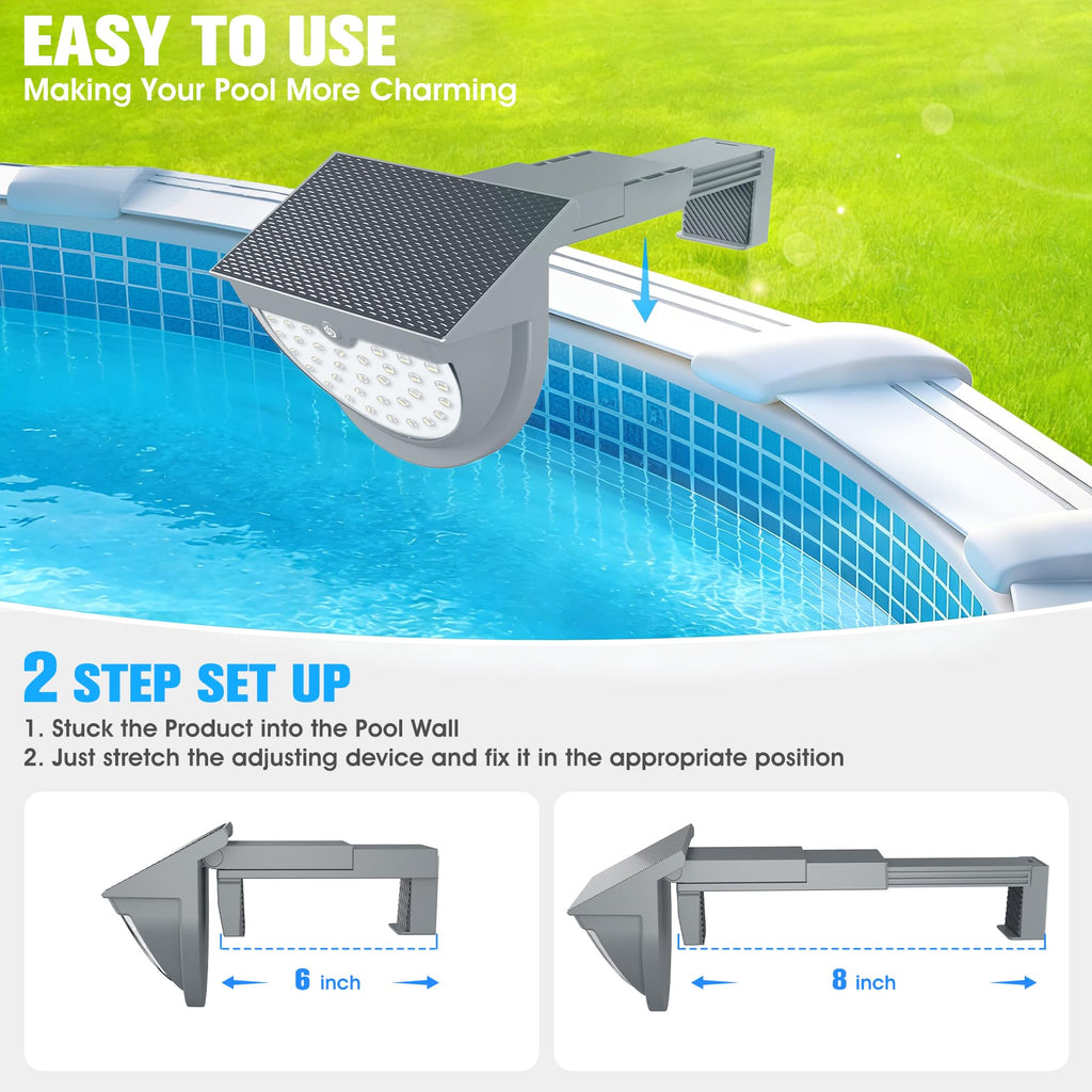 Niceput Solar Pool Lights,2026 Upgraded Solar Powered Above Ground Pool Lights,Frame Pool Light Waterproof,Swimming Pool Solar Light,Color Changing Pool Lighting for Above Ground Pool Accessories-2PCS