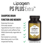 Lipogen PS Plus Extra Brain Booster Supplement - 133mg Phosphatidylserine for Memory, Focus, Mental Energy & Cognitive Support - Premium Brain Health Formula – 30 Softgels