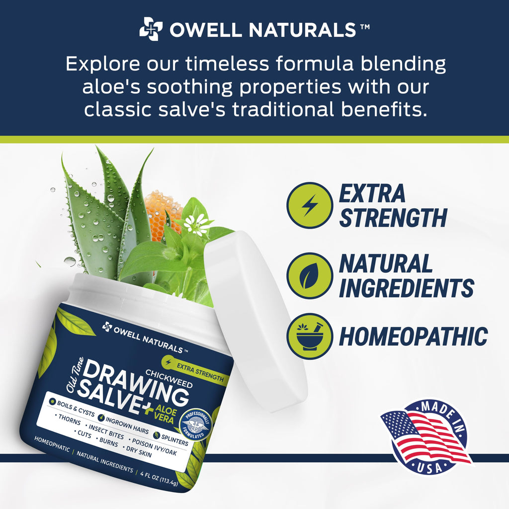OWELL Naturals Drawing Salve – Fast Acting for Ingrown Hairs, Boils, Bumps, Cysts & Splinters – Clear Non-Staining Formula for Bikini Line, Underarms & Sensitive Skin – 4 oz