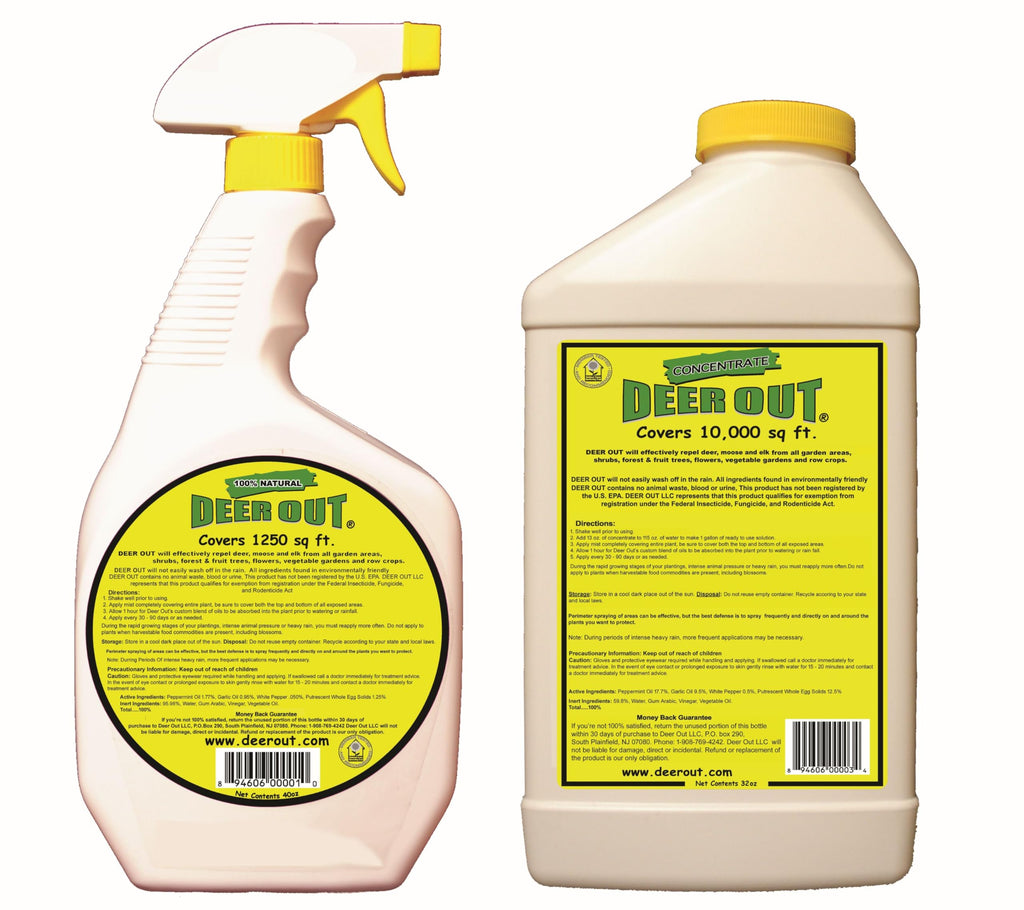 Deer Out Deer Repellent - Starter Combo Kit: 40oz Ready to Use Spray & 32oz Concentrate