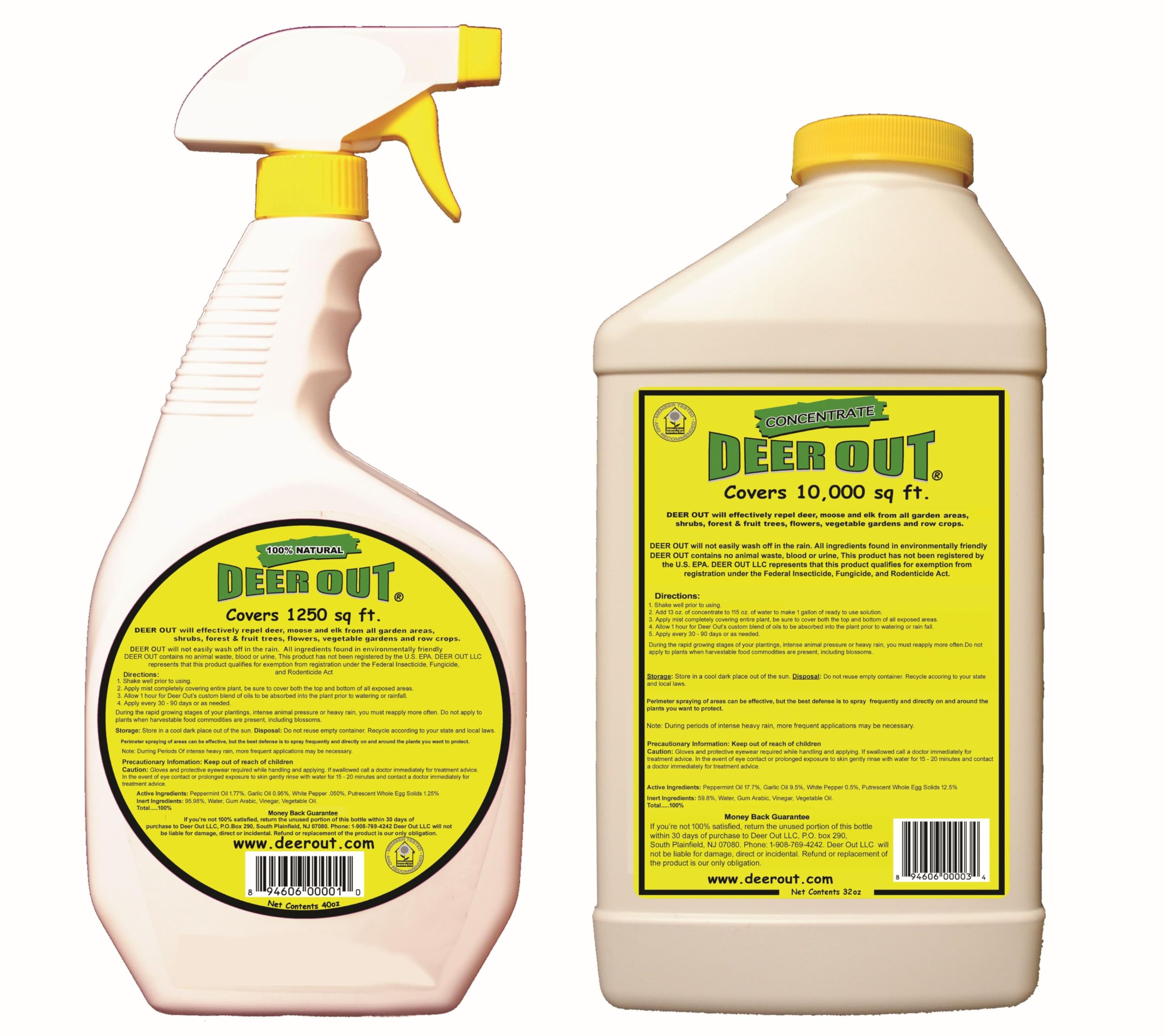 Deer Out Deer Repellent - Starter Combo Kit: 40oz Ready to Use Spray & 32oz Concentrate