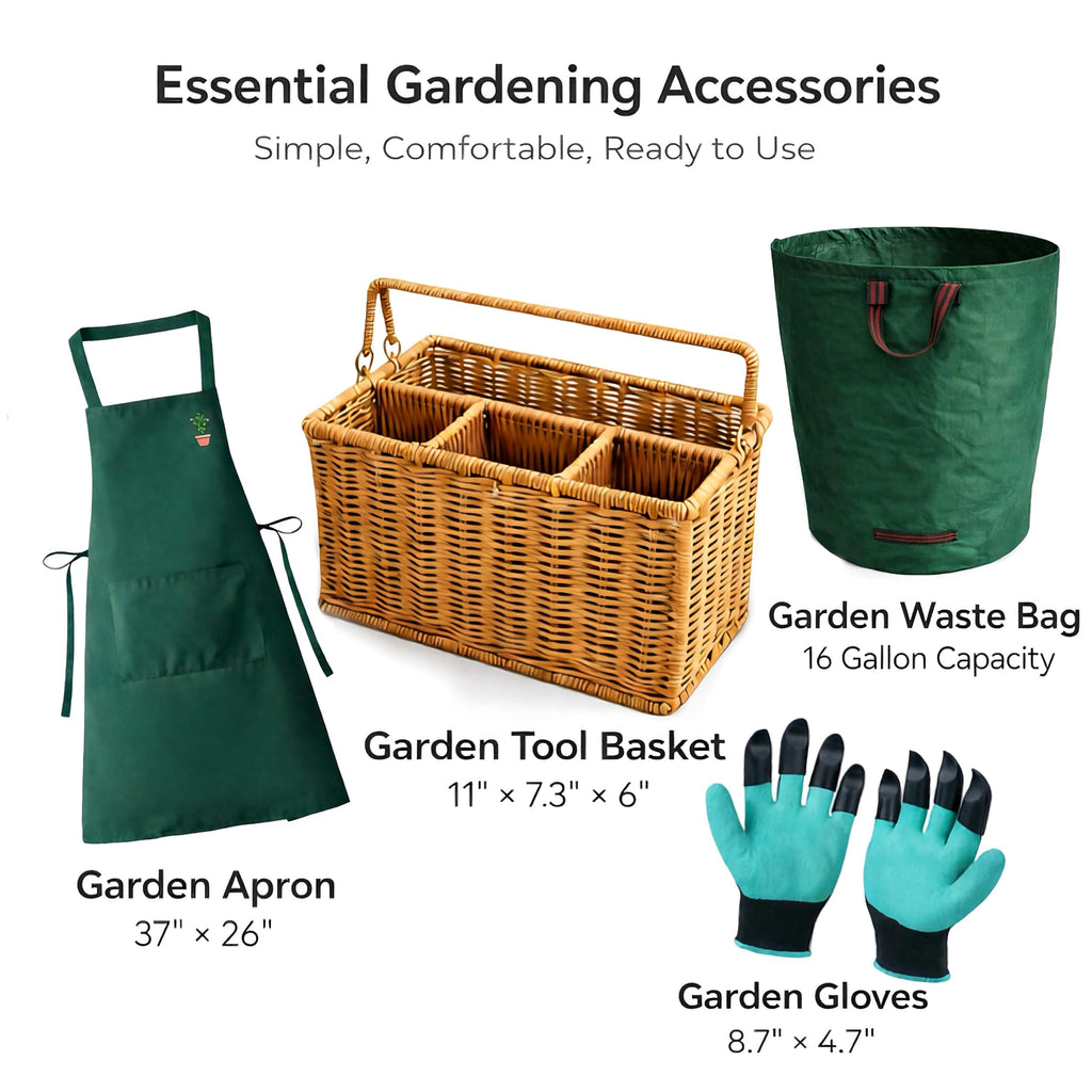 Garden Tool Set, Wicker Basket, Raised Bed Gardening, Women's Garden Gift