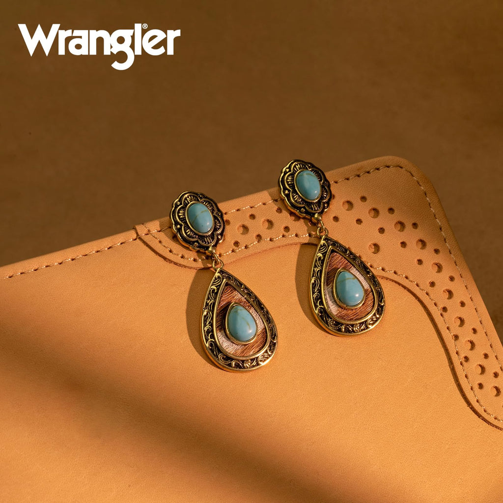 Wrangler TearDrop Dangle Turquoise Earrings, Turquoise Jewelry for Women-A