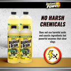 Instant Power Disposal and Drain Cleaner – Liquid Enzyme Clog Remover, Cleans and Deodorizes, Removes Drain Blockages, Fresh Lemon Scent 33.8 Fl oz, 1 Liter 4 Pack