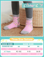 EBMORE Girls Kids Toddler Fluffy Socks Grips Non Slip Slipper Socks Warm Winter Cosy Hospital Gifts Socks Stocking Fillers 6 Pairs(Unicorn,4-7 Y)