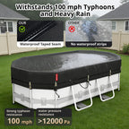QH.HOME 12X20ft Oval Pool Cover,[Ultimate Windproof & Tear-Resistant Fabric],Snug Fit with Patented Ratchet & Weight Rings,Solar Pool Cover for Above Ground Pools, Blocks Leaves &Waterproof
