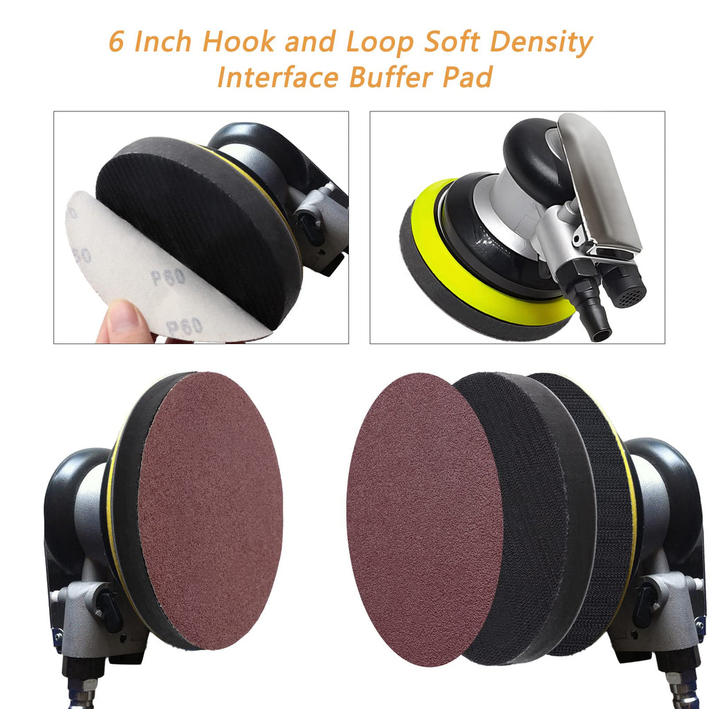 SIJDIEE 3 Pack Interface Pads, 6 Inch Hook and Loop Soft Density Sponge Cushion Buffer Backing Pad, Foam Sanding Interface Pads for Orbital Sander Automotive Woodworking Polishing