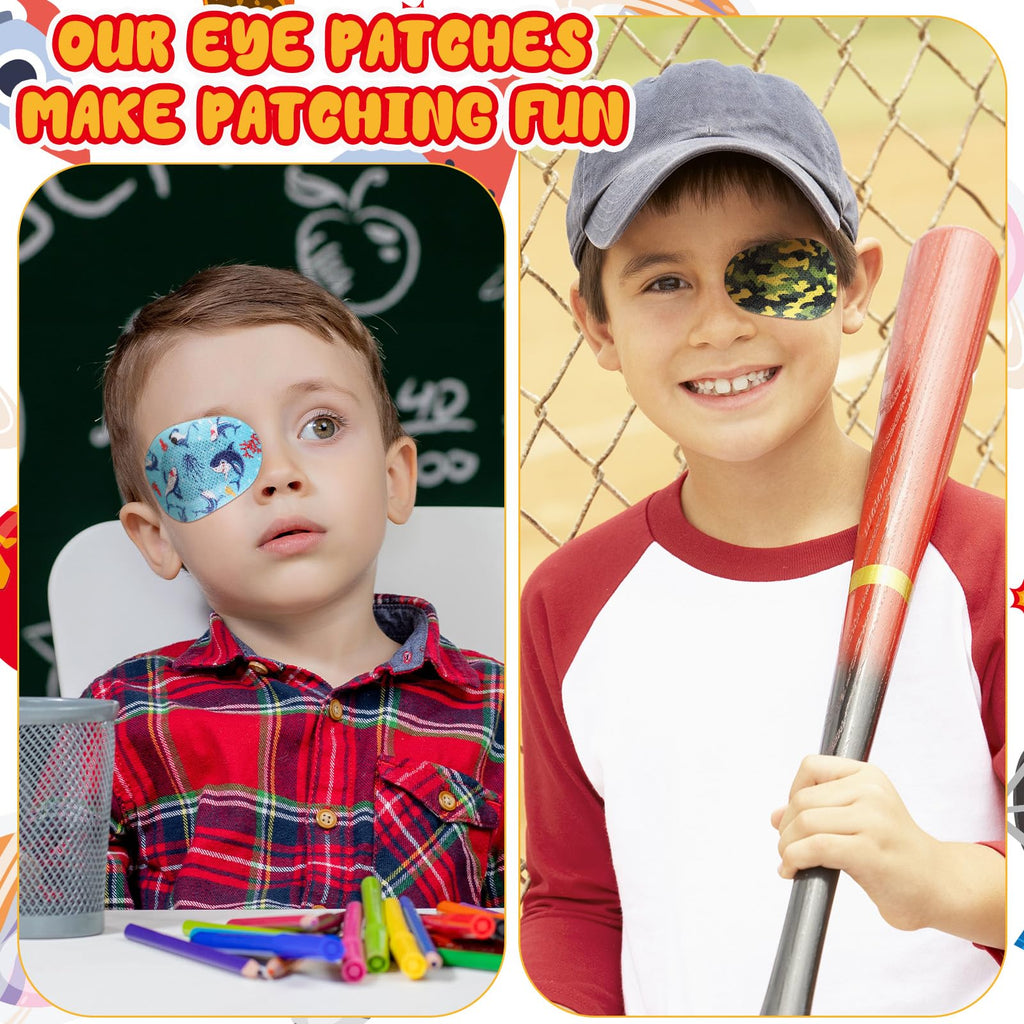 120 Pcs Adhesive Eye Patches for Kids Boys, 12 Styles Eye Patches Cute Boys Toddler Patch Bandages