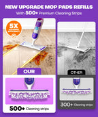 5X Cleaning Power Mop Refills for Swiffer Power Mop, 500+ Strips Multi-Surface PowerMop Refill Pads, 24 Count Disposable Powermop Wood Mops, Replacement Mopping Pad for Floor Cleaning