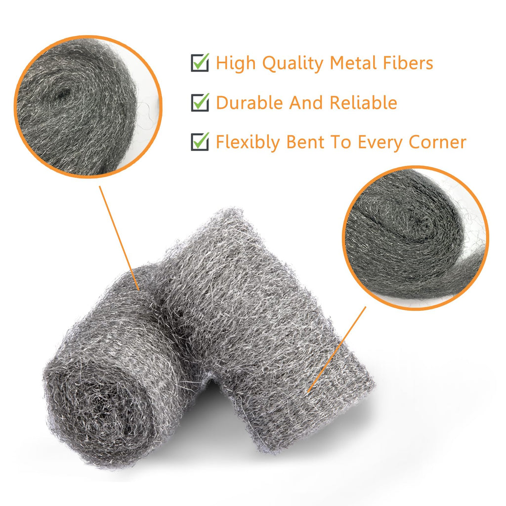 Alabrocon Bulk Steel Wool Roll Kit, Steel Wool 0000 15PCS, 15 Pack × 1.6FT