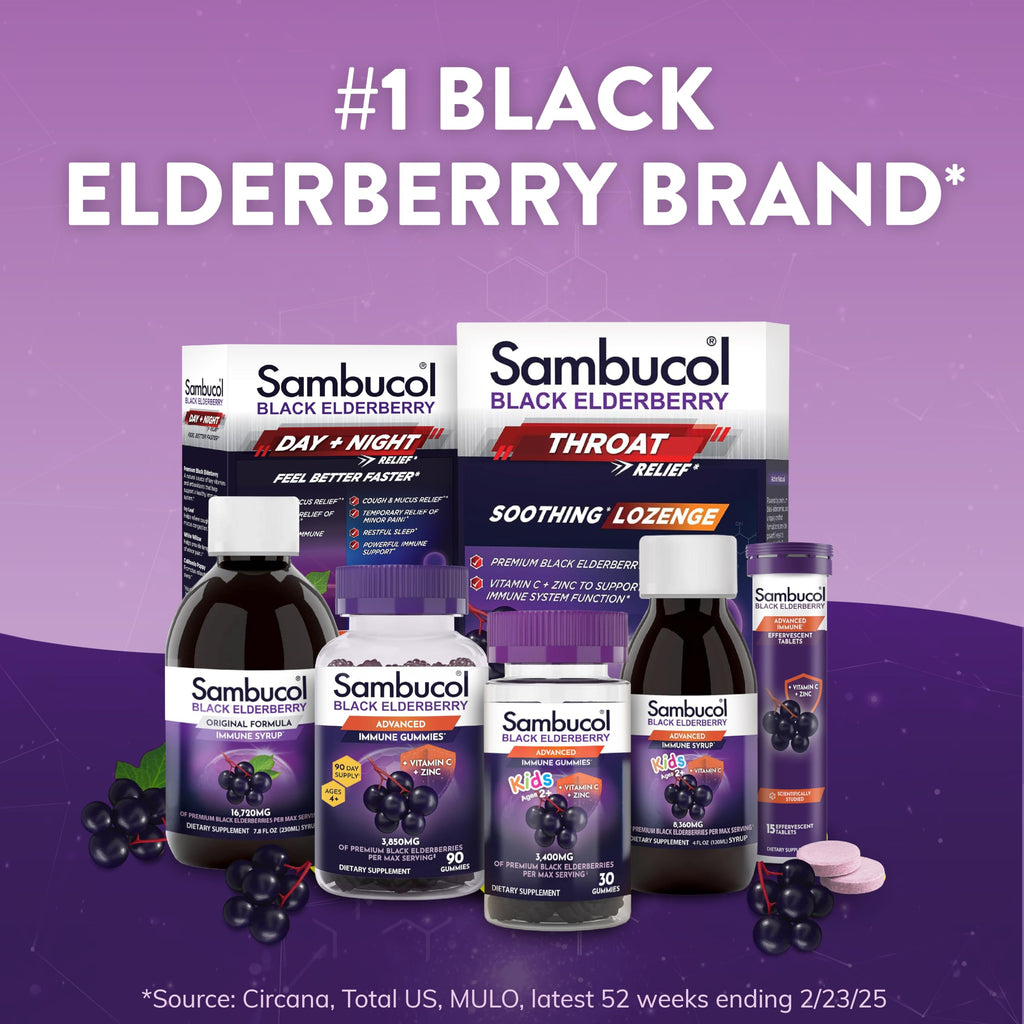 Sambucol Black Elderberry Syrup - Black Elderberry Liquid, Immune Support for Kids and Adults, High Antioxidants, Gluten Free - Original Formula - 7.8 Fl Oz, 2-Pack