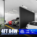 Barrina BS84 LED Shop Lights for Workshop 4FT, 84W, 10000LM, 5000K Linkable Light Fixture for Garage, Basement, Hanging or Flush Mount, ETL, 4 Packs