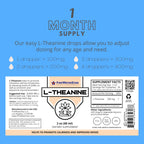 FWS L Theanine Liquid Drops, 200mg 99% Pure Bioactive L-Theanine, Organic, Natural, Vegan, Non GMO Helps to Promote Calmness, Relaxation, Improved Mood, Restful Sleep, for Adults and Kids