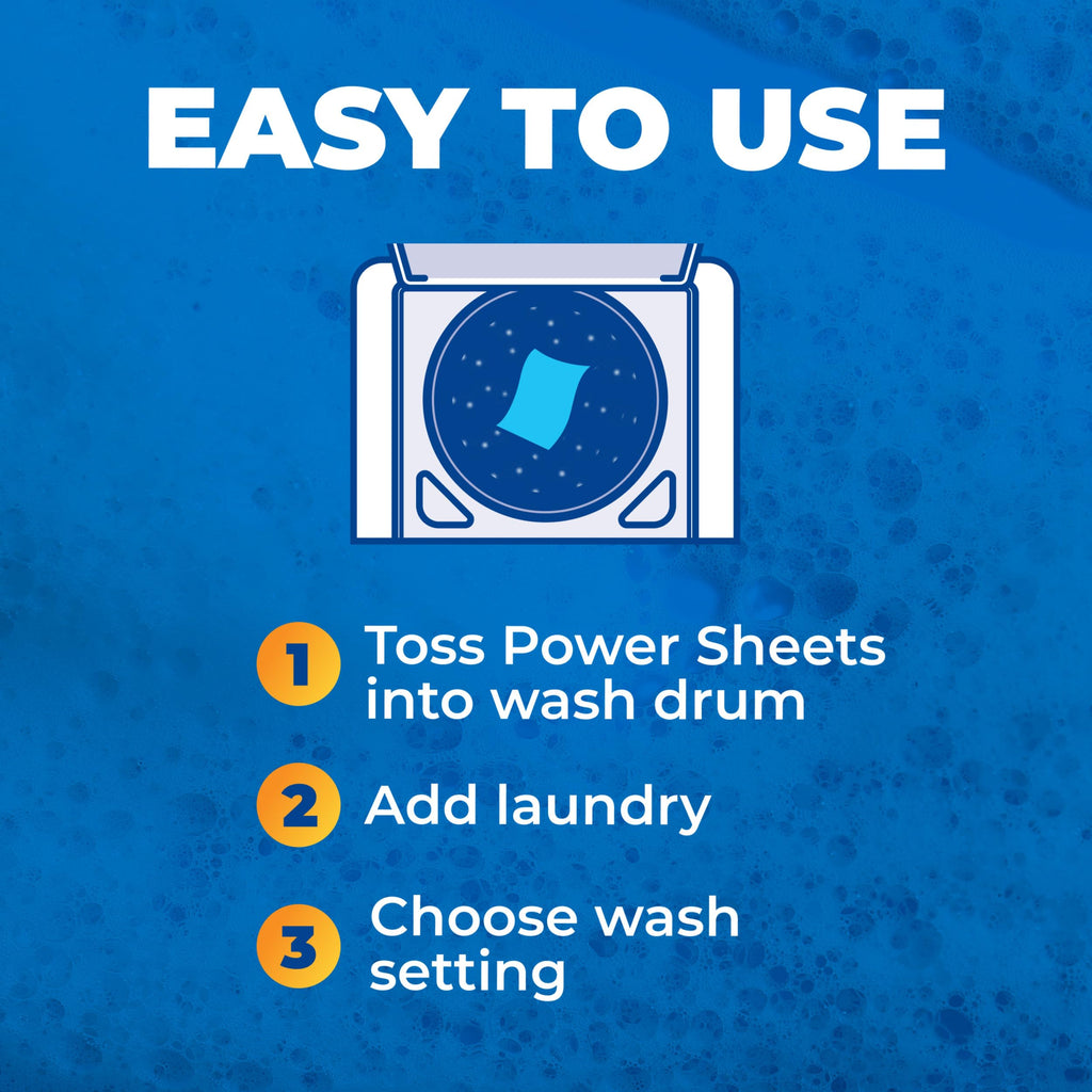 ARM & HAMMER Power Sheets Laundry Detergent Plus OxiClean Stain Fighters, Clean Cotton Scent, 52 Count, 104 Medium Loads