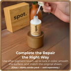 Light Brown Wood Stain Repair Kit, Brush-On Touch-Up Stain Bottles, Golden Oak, Early America, Cherry, Red Oak, Interior and Exterior Wood, 4 fl oz Total by spot.
