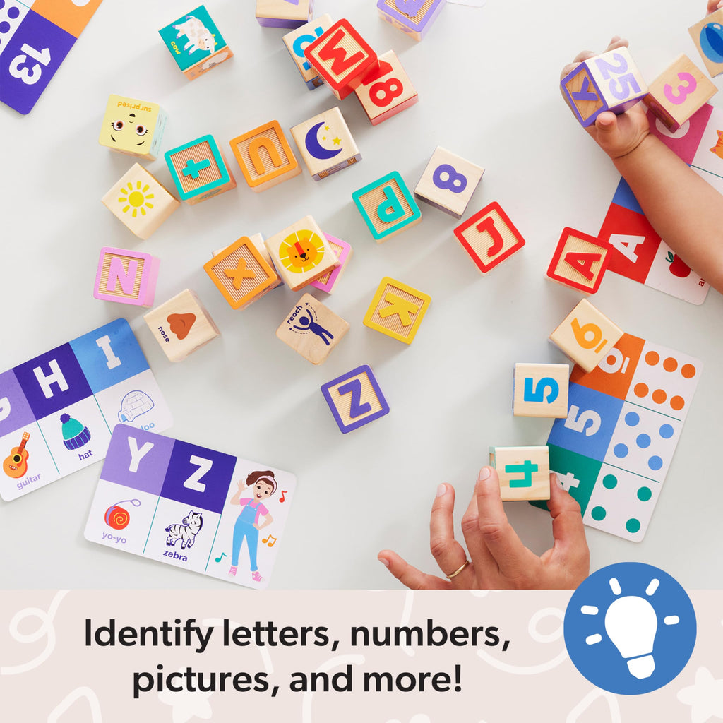 Ms. Rachel Melissa & Doug Letter, Number, and Game Wooden Learning Blocks with Activity Cards for Girls and Boys Toddlers Ages 18 Months+ - FSC Certified