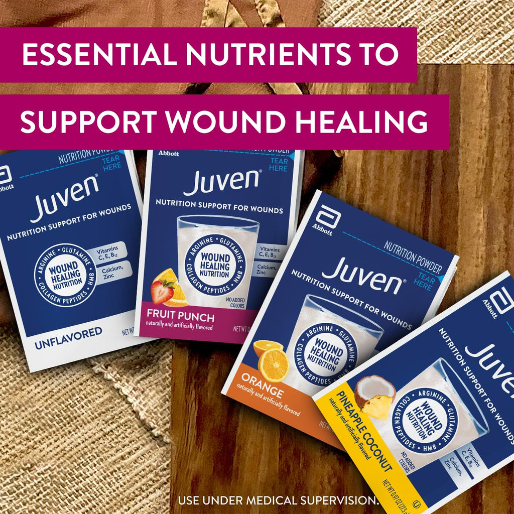 Juven Therapeutic Nutrition Drink Powder Including Collagen Peptides, Amino Acids, and HMB For Wound Healing Support, Unflavored, 30 Packets