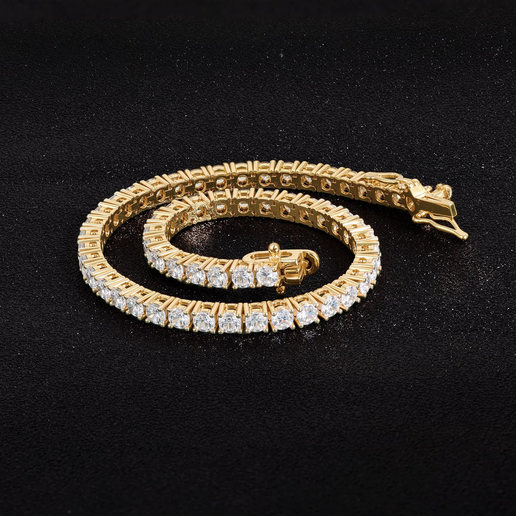 Gemsme 3mm Tennis Bracelet Cubic Zirconia Gold for Women Men 7.5"