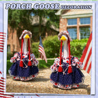 4th of July Porch Goose Outfit Patriotic Independence Goose Clothes for 23" High Cement or Plastic Geese Costume for Yard Lawn Outdoor Garden 250 Anniversary Duck Statue Dress USA American Flag Decor