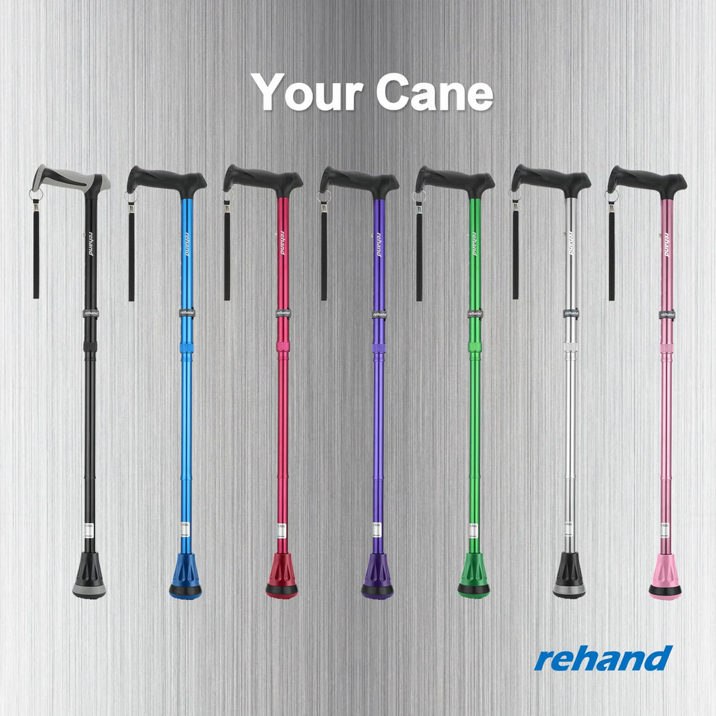 REHAND Walking Cane - Foldable, Adjustable, Collapsible Walking Canes for Men & Women, Heavy Duty All Terrain Tip, with Travel Bag | Walking Sticks for Seniors & Adults (Romance Purple)