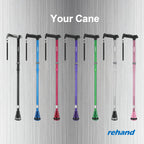 REHAND Walking Cane - Foldable, Adjustable, Collapsible Walking Canes for Men & Women, Heavy Duty All Terrain Tip, with Travel Bag | Walking Sticks for Seniors & Adults (Romance Purple)
